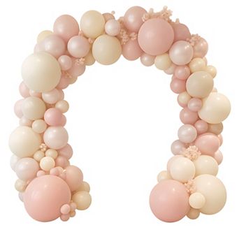 Boho Dusty Pink Balloon Garland Kit with Double-Stuffed Pearl, Blush & Neutral Balloons for Parties