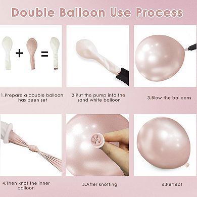 Boho Dusty Pink Balloon Garland Kit with Double-Stuffed Pearl, Blush & Neutral Balloons for Parties