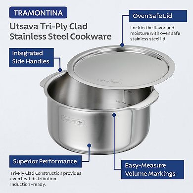 Tramontina Utsava 1.75-qt. Tri-Ply Clad Stainless Steel Tope with Lid