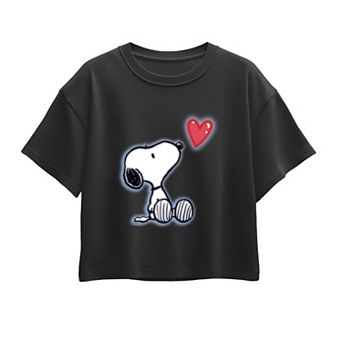 Girls 7-16 Peanuts Snoopy Heart Boxy Tee