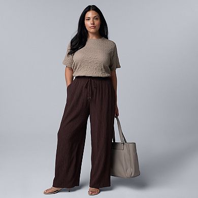 Plus Size Simply Vera Vera Wang Elastic Waist Wide Leg Pants
