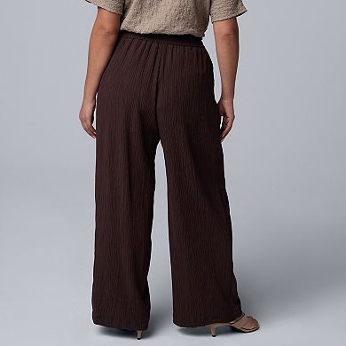 Plus Size Simply Vera Vera Wang Elastic Waist Wide Leg Pants