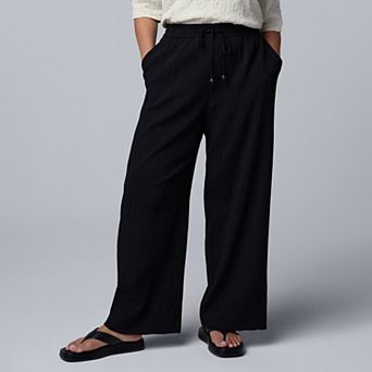 Plus Size Simply Vera Vera Wang Elastic Waist Wide Leg Pants