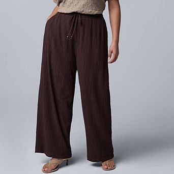 Plus Size Simply Vera Vera Wang Elastic Waist Wide Leg Pants