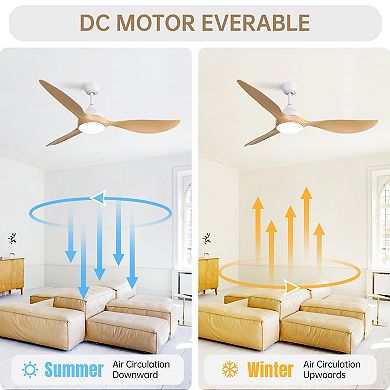 LOVMOR 56 Inch Modern Ceiling Fans Dimmable LED Quiet DC Motor Indoor Outdoor