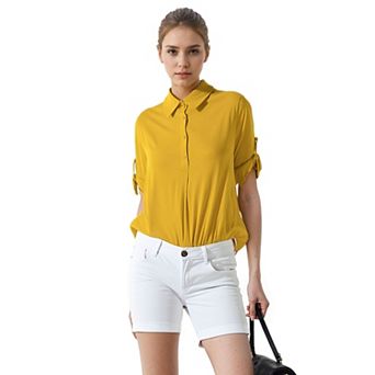 Women's Button Down Short Sleeve Blouse