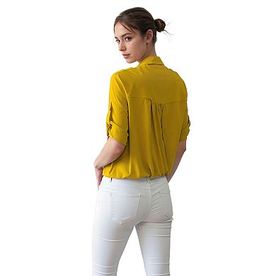 Women's Button Down Short Sleeve Blouse