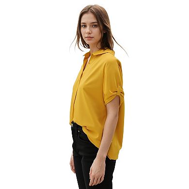 Women's Button Down Short Sleeve Blouse