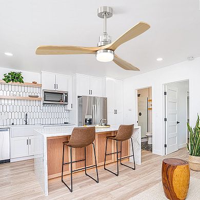 LOVMOR 52 Inch Ceiling Fan Dimmable Led 6 Speed Remote 3 Wood Blades DC Motor