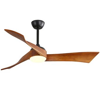 LOVMOR 52 Inch Ceiling Fan 3 Color Led 3 Wood Blades Remote DC Motor Matte Black