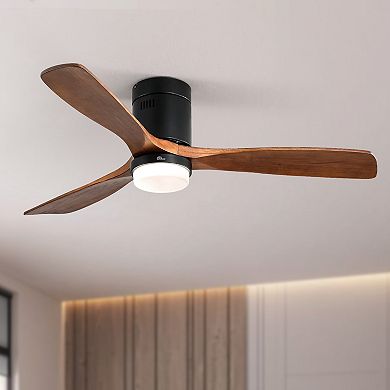 LOVMOR 52 Inch Wooden Ceiling Fan 18W Led 3 Wood Blades Remote ETL DC Motor