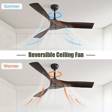 LOVMOR 52 Inch Modern Ceiling Fan 3 ABS Blades Remote DC Motor No Light