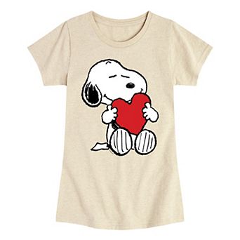Girls 7-16 Peanuts Snoopy Hugging Heart Graphic Tee