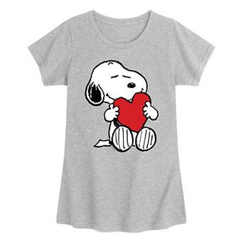 Girls 7-16 Peanuts Snoopy Hugging Heart Graphic Tee