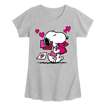 Girls 7-16 Peanuts Snoopy Valentine's Cards Graphic Tee