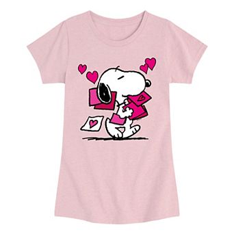 Girls 7-16 Peanuts Snoopy Valentine's Cards Graphic Tee