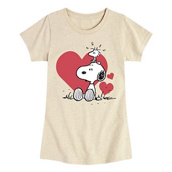 Girls 7-16 Peanuts Snoopy & Woodstock Heart Graphic Tee