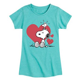 Girls 7-16 Peanuts Snoopy & Woodstock Heart Graphic Tee