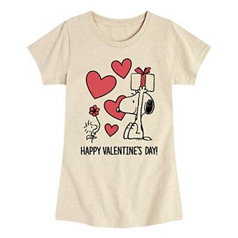 Girls 7-16 Peanuts Snoopy & Woodstock Happy Valentine's Day Graphic Tee