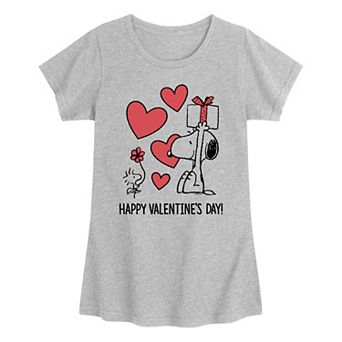 Girls 7-16 Peanuts Snoopy & Woodstock Happy Valentine's Day Graphic Tee