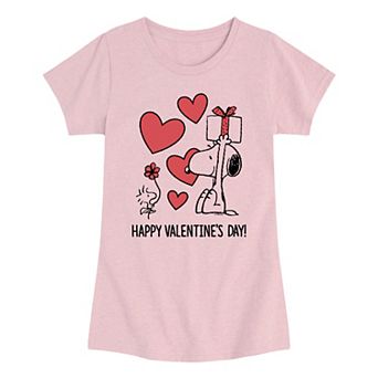 Girls 7-16 Peanuts Snoopy & Woodstock Happy Valentine's Day Graphic Tee