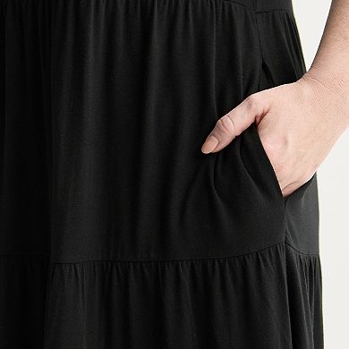 Plus Size Apt. 9® Tiered Jersey Pullover Crewneck Dress