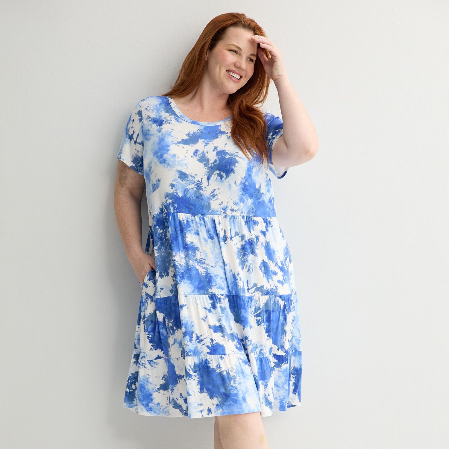 Женские платья Apt. 9 Plus Size Apt. 9® Tiered Jersey Pullover Crewneck Dress