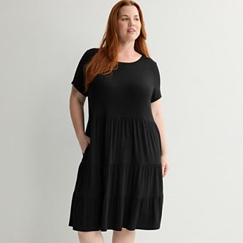 Plus Size Apt. 9® Tiered Jersey Pullover Crewneck Dress