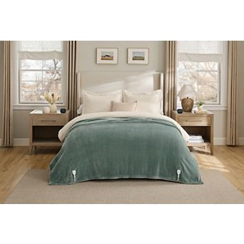 Bedsure Solid Flannel Plush Heated Blanket