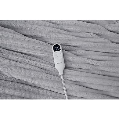 Bedsure Ribbed Sherpa Heated Reversible Throw Blanket