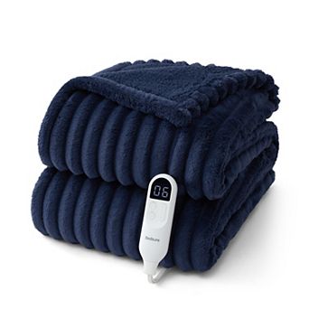 Bedsure Ribbed Sherpa Heated Reversible Throw Blanket