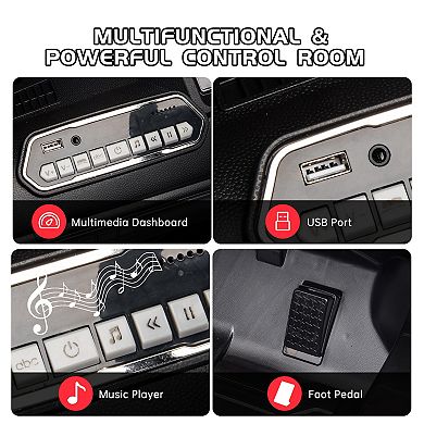 12V 2-Seater Kids Ride On Truck, Electric Car w/Remote, 3 Speeds, Lights, Music, Horn & Suspension