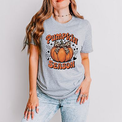 Coquette Pumpkin Season Leopard - Womens Short Sleeve Graphic T-Shirt