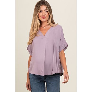 Maternity V-Neck Pin-Tuck Detail Top