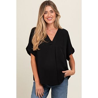 Maternity V-Neck Pin-Tuck Detail Top