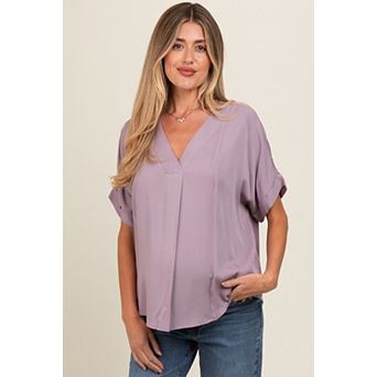 Maternity V-Neck Pin-Tuck Detail Top