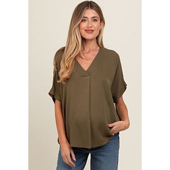 Maternity V-Neck Pin-Tuck Detail Top