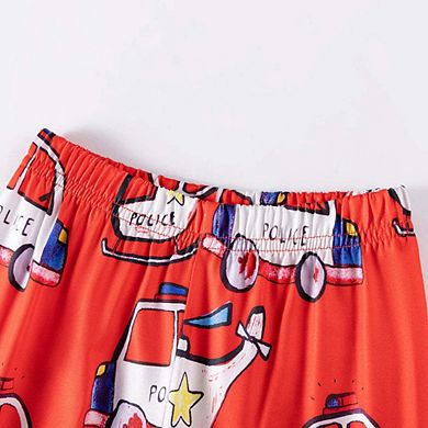 MyKids-USA Police Adventure Long Sleeve Kids Pajama Set Patrol Cars & Helicopter Design