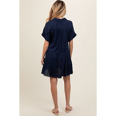 Maternity Tiered Linen Dress