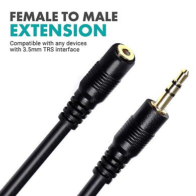 Movo MC10 3.5mm TRS Female to Male Extension Cable - 10ft