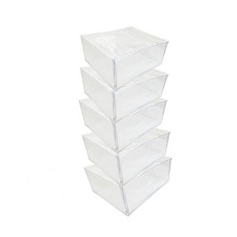 Set of 5 Clear Vinyl Zippered Storage Bags