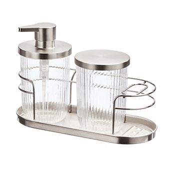 iDesign 3 pc Soap Dispenser, Canister & Storage Caddy Bathroom Accessories Set