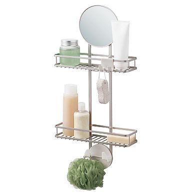 iDesign Self-Adhesive Shower Caddy with Mirror & Accessory Hooks