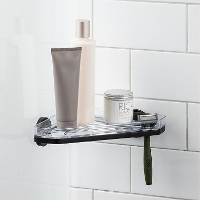 iDesign Self-Adhesive Corner Shower Shelf & Razor Holder