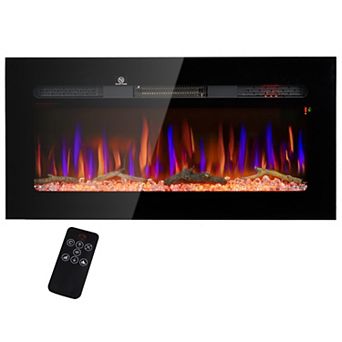 HOMCOM 40inch Recessed or Wall Mounted Electric Fireplace w/ Remote Control