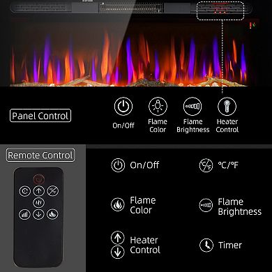 HOMCOM 40inch Recessed or Wall Mounted Electric Fireplace w/ Remote Control