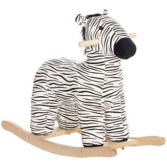 Qaba Kids Rocking Horse, Zebra Shaped Ride on Horse with Realistic Sound