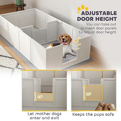 PawHut Whelping Box for Dogs and Puppies w/ Waterproof Pee Pad for M Dogs