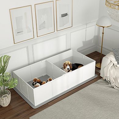 PawHut Whelping Box for Dogs and Puppies w/ Waterproof Pee Pad for M Dogs