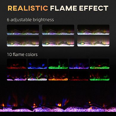 HOMCOM 50inch Recessed or Wall Mounted Electric Fireplace w/ Remote Control